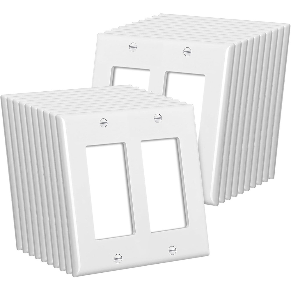 CML 2-Gang Decorator Wall Plates 20 Pack White Outlet Covers LD-7102